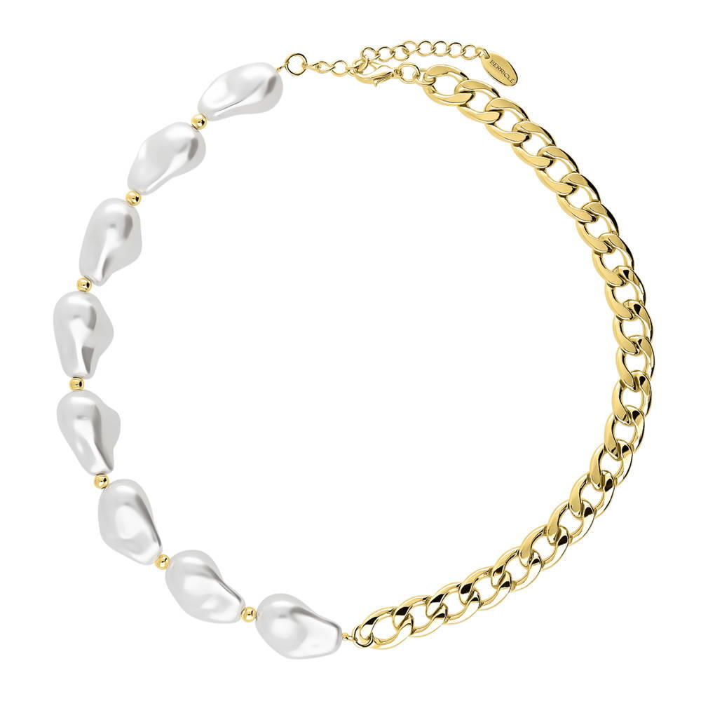 Imitation Pearl Statement Chain Necklace 10mm