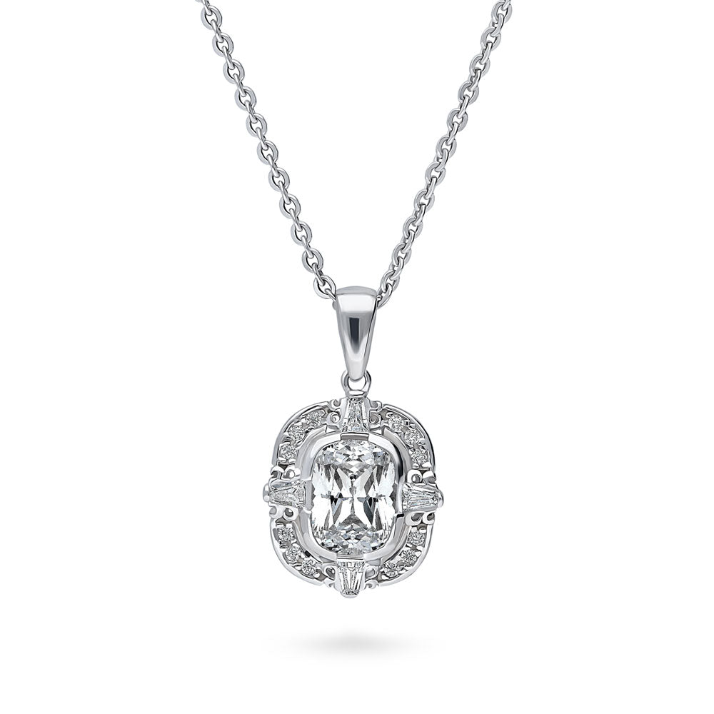 Art Deco CZ Necklace and Earrings Set in Sterling Silver, 5 of 8