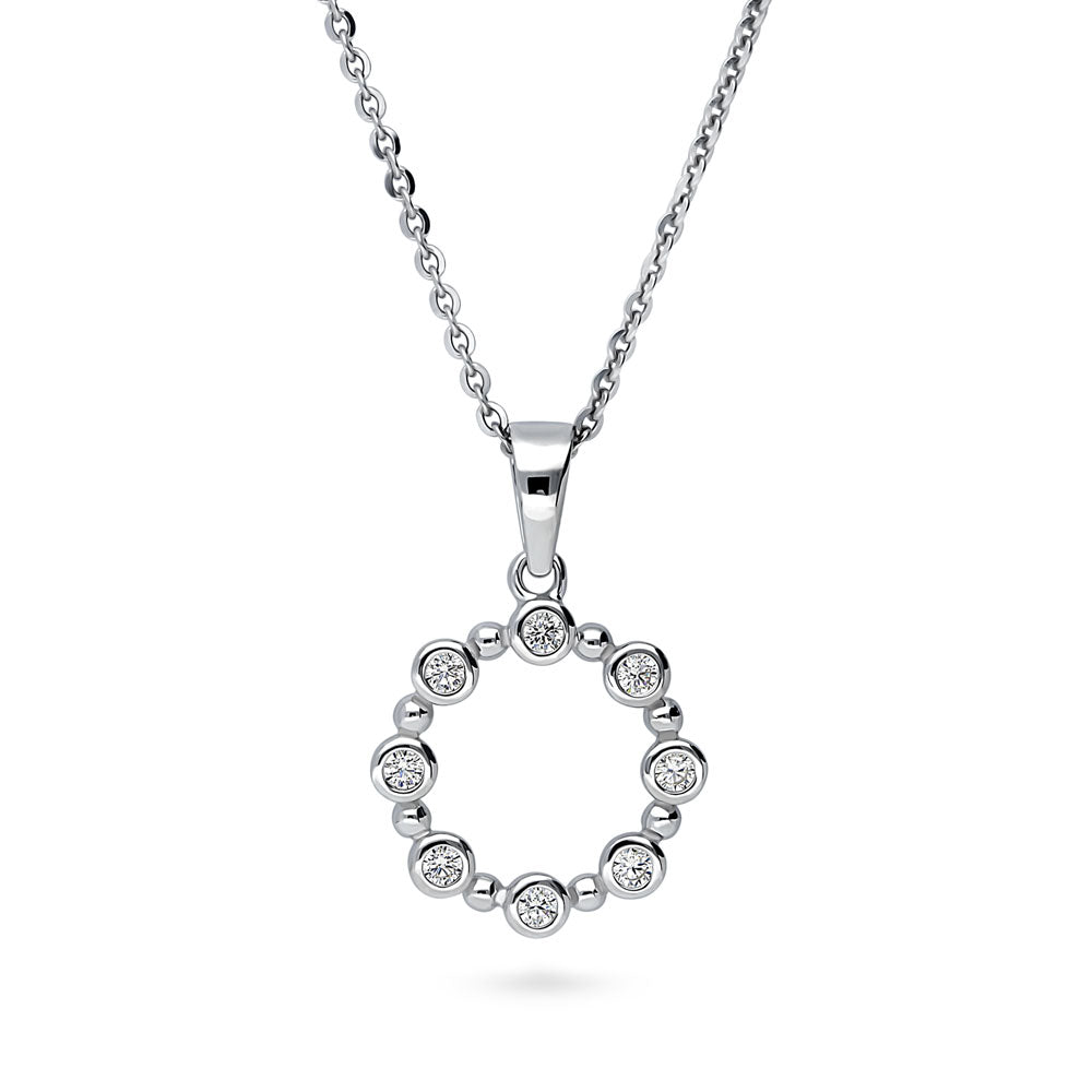 Bead Bubble CZ Necklace and Earrings Set in Sterling Silver