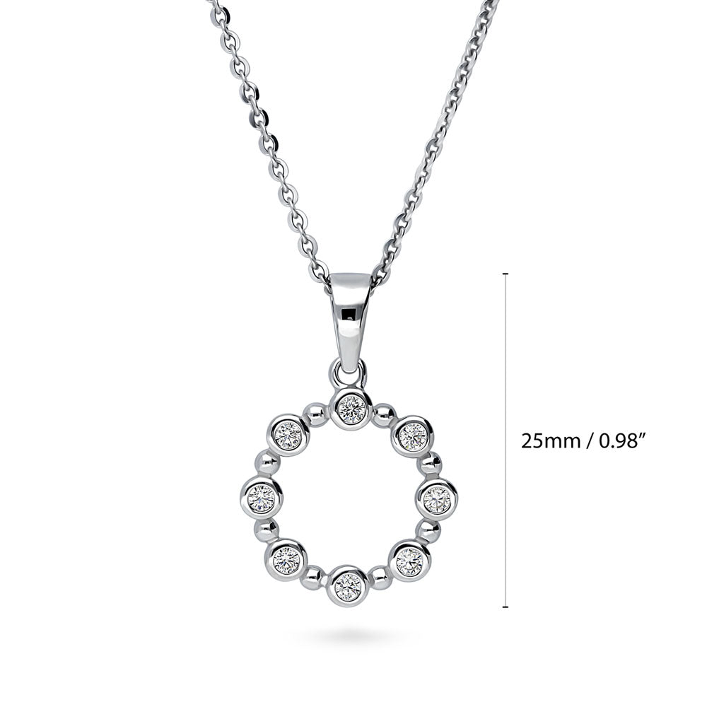 Bead Bubble CZ Necklace and Earrings Set in Sterling Silver