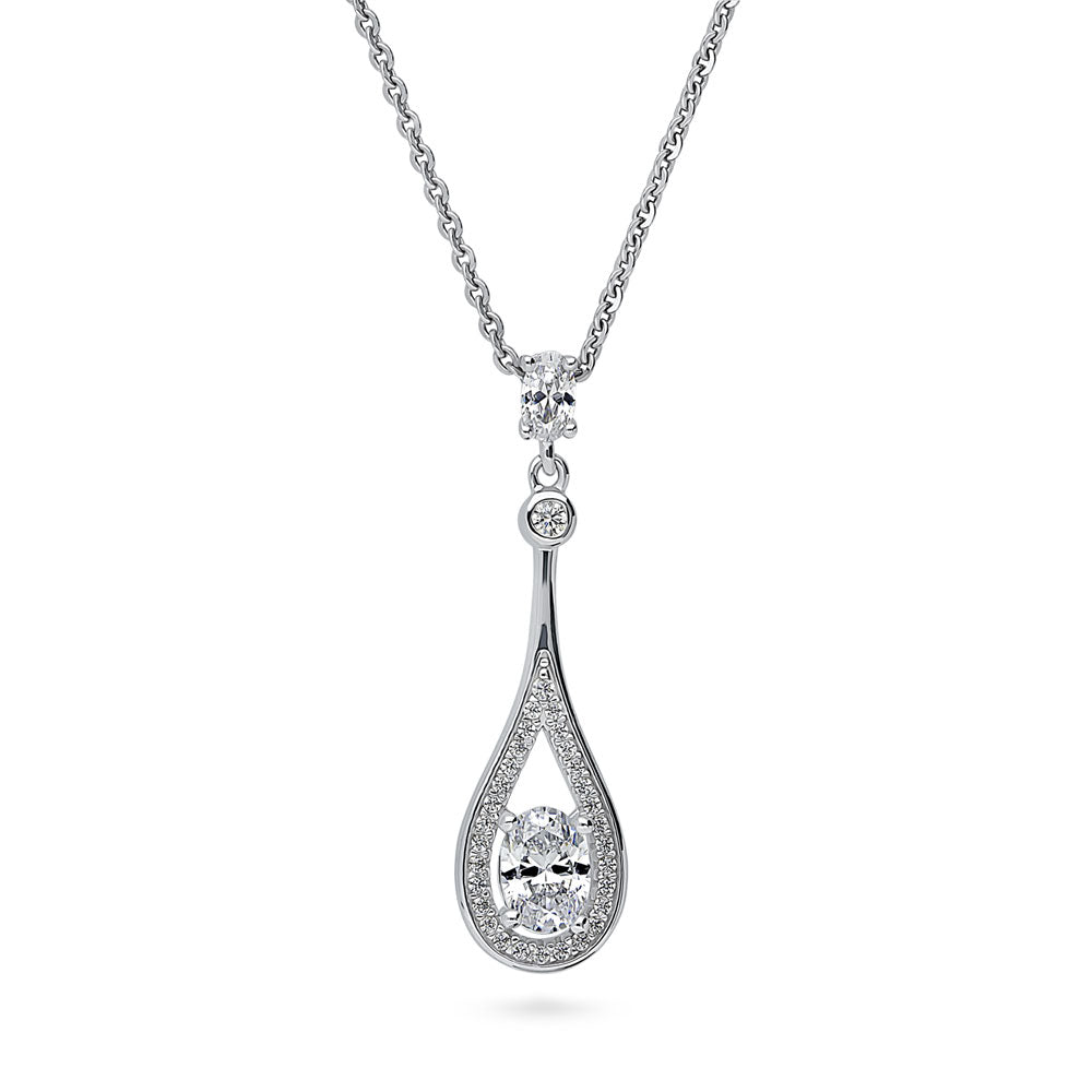 Teardrop CZ Necklace and Earrings Set in Sterling Silver