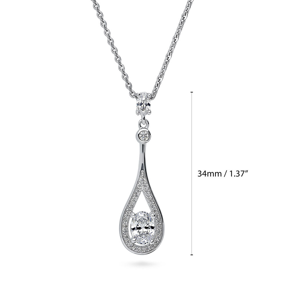 Teardrop CZ Necklace and Earrings Set in Sterling Silver