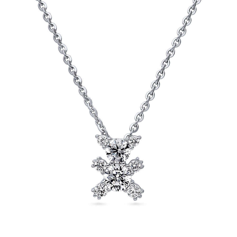 Bear CZ Pendant Necklace in Sterling Silver