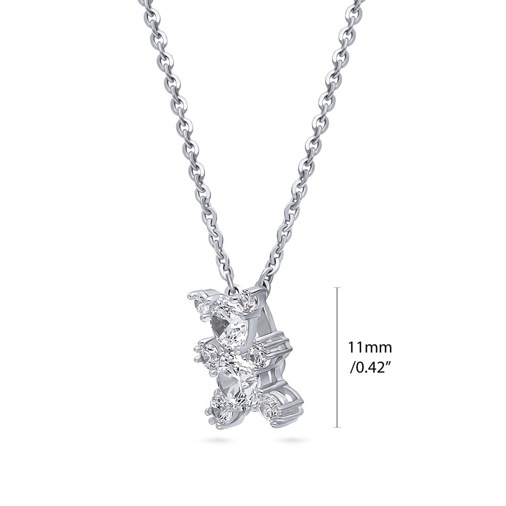 Bear CZ Pendant Necklace in Sterling Silver