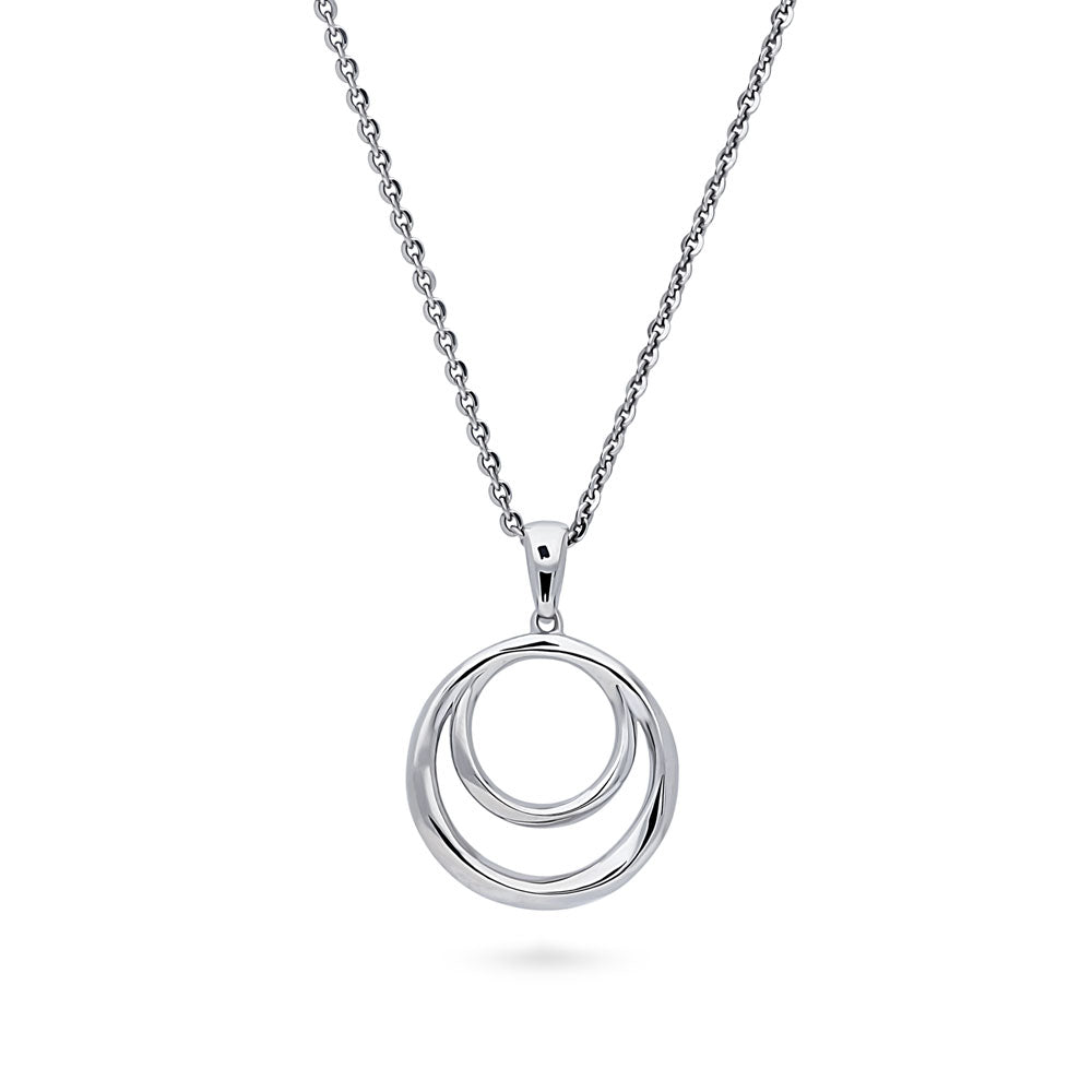 Open Circle Necklace and Earrings Set in Sterling Silver, 4 of 10
