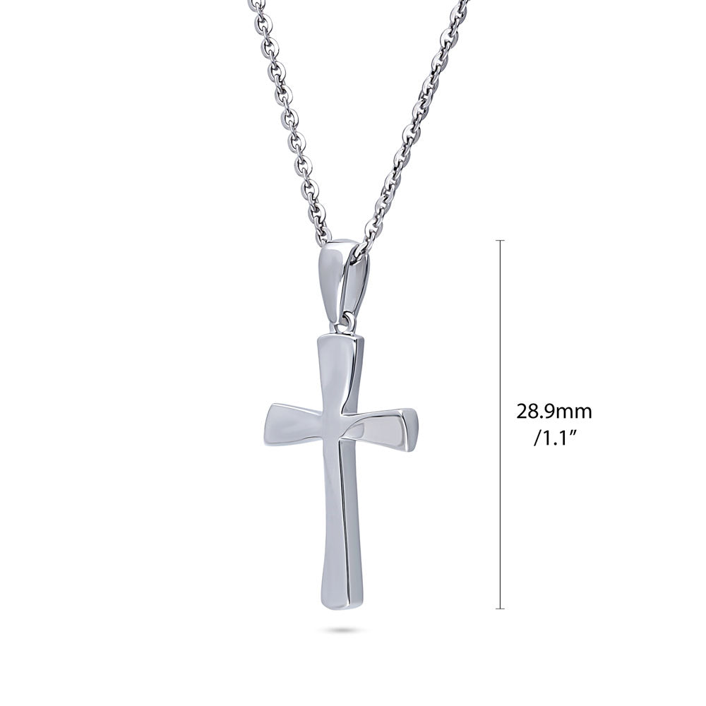 Cross CZ Pendant Necklace in Sterling Silver