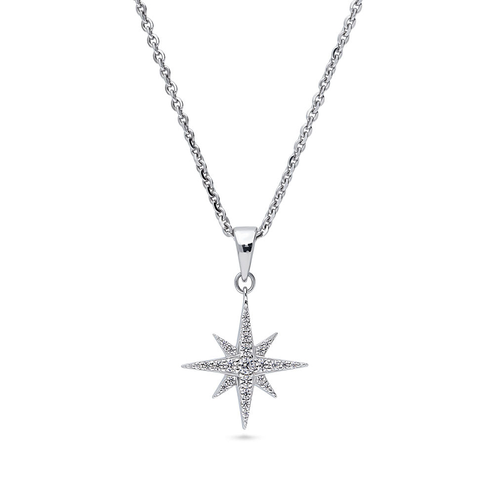 North Star CZ Necklace and Earrings Set in Sterling Silver, 4 of 10