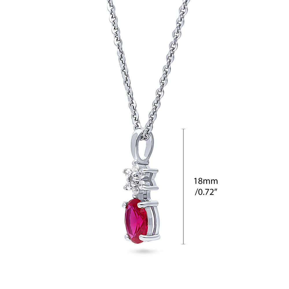 Flower Ruby-Red CZ Set in Sterling Silver