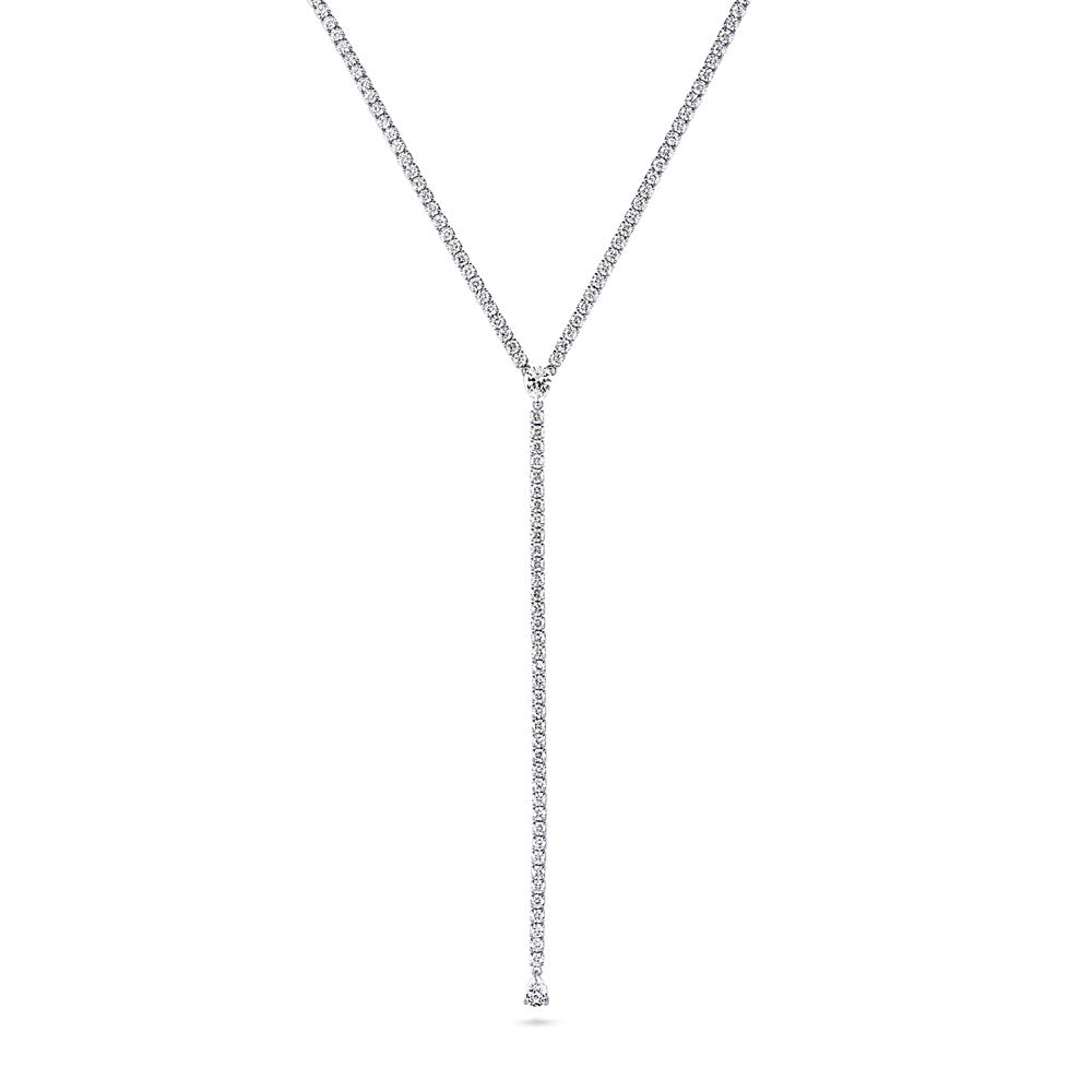 CZ Lariat Necklace in Sterling Silver