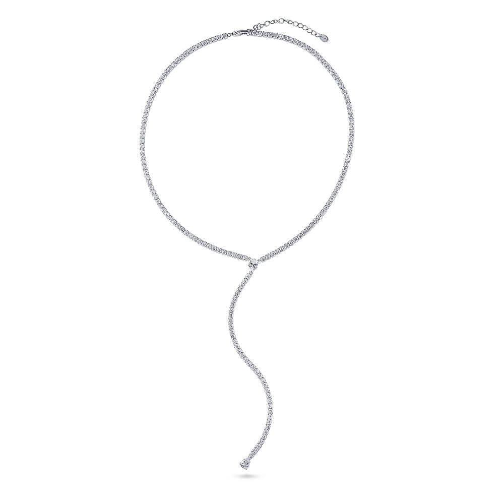CZ Lariat Necklace in Sterling Silver