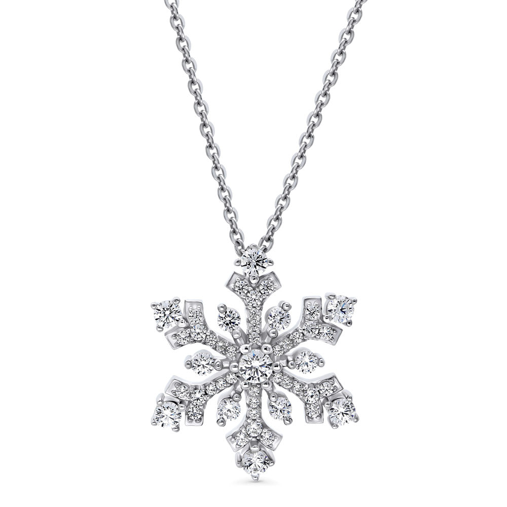 Snowflake CZ Necklace and Earrings Set in Sterling Silver, 5 of 12