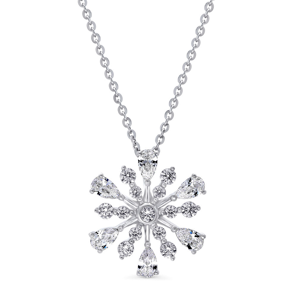 Snowflake CZ Pendant Necklace in Sterling Silver