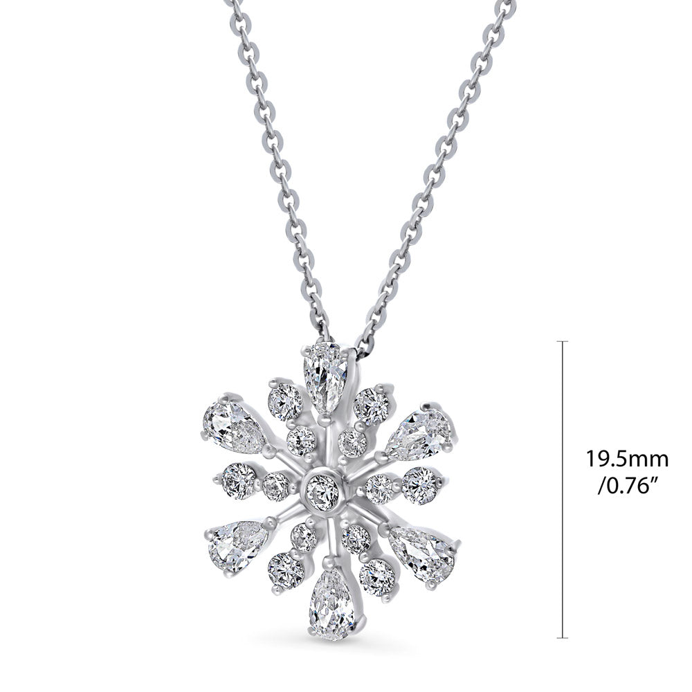 Snowflake CZ Pendant Necklace in Sterling Silver