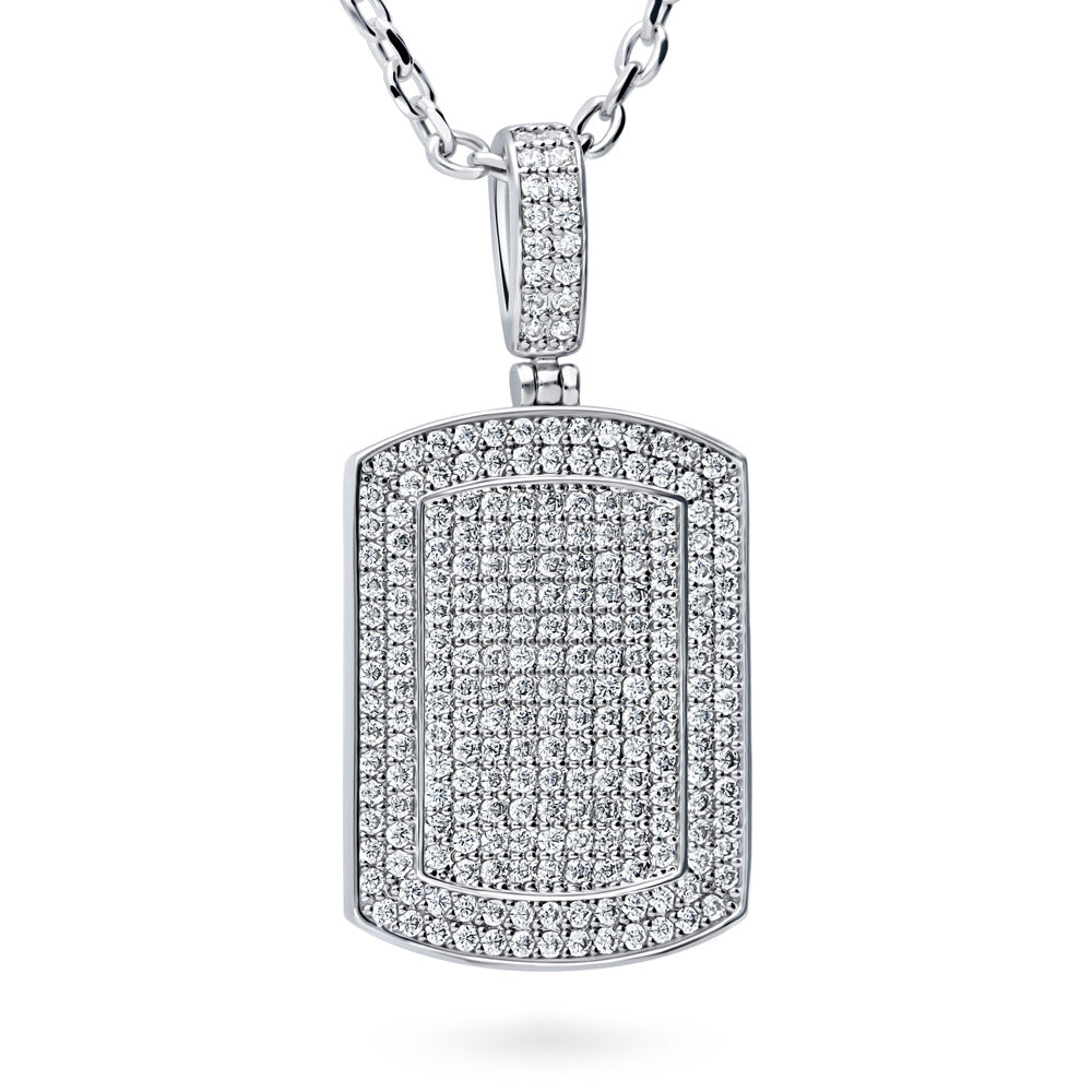 Dog Tag CZ Pendant Necklace