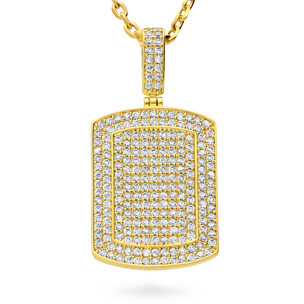 Dog Tag CZ Pendant Necklace