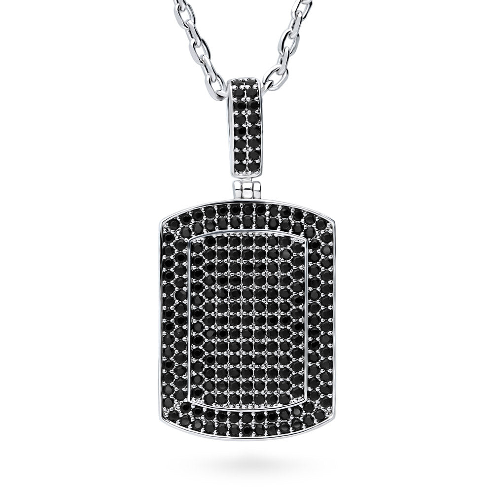 Dog Tag CZ Pendant Necklace