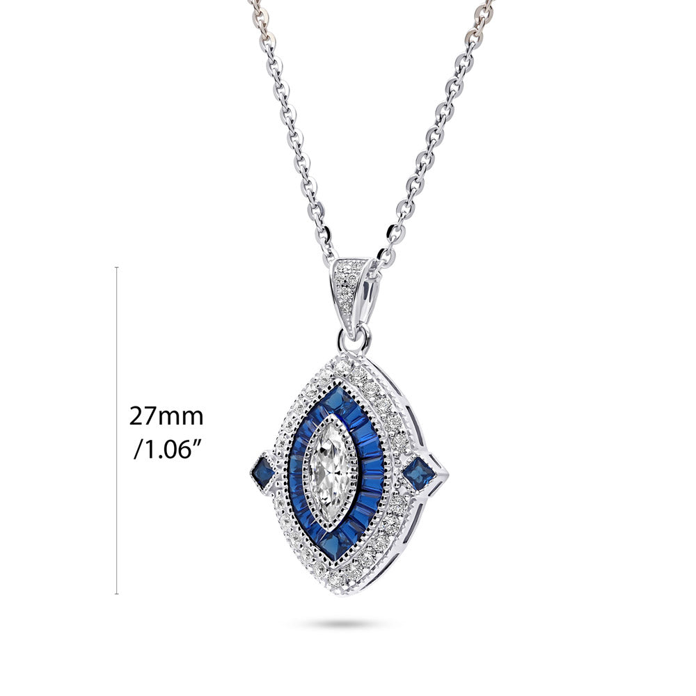 Navette Halo Art Deco Milgrain CZ Set in Sterling Silver