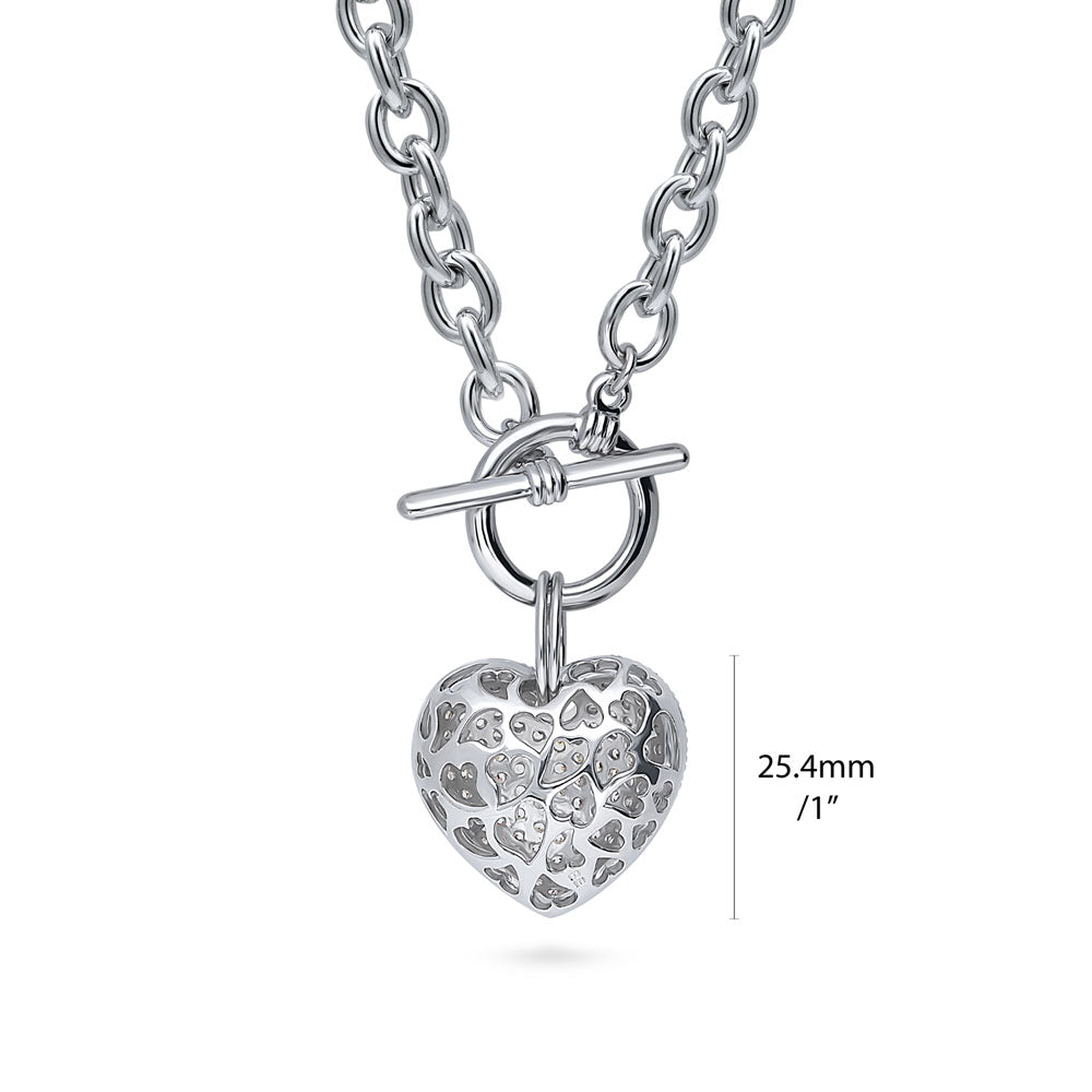 Side view of Heart CZ Necklace and Earrings Set in Silver-Tone, 11 of 12
