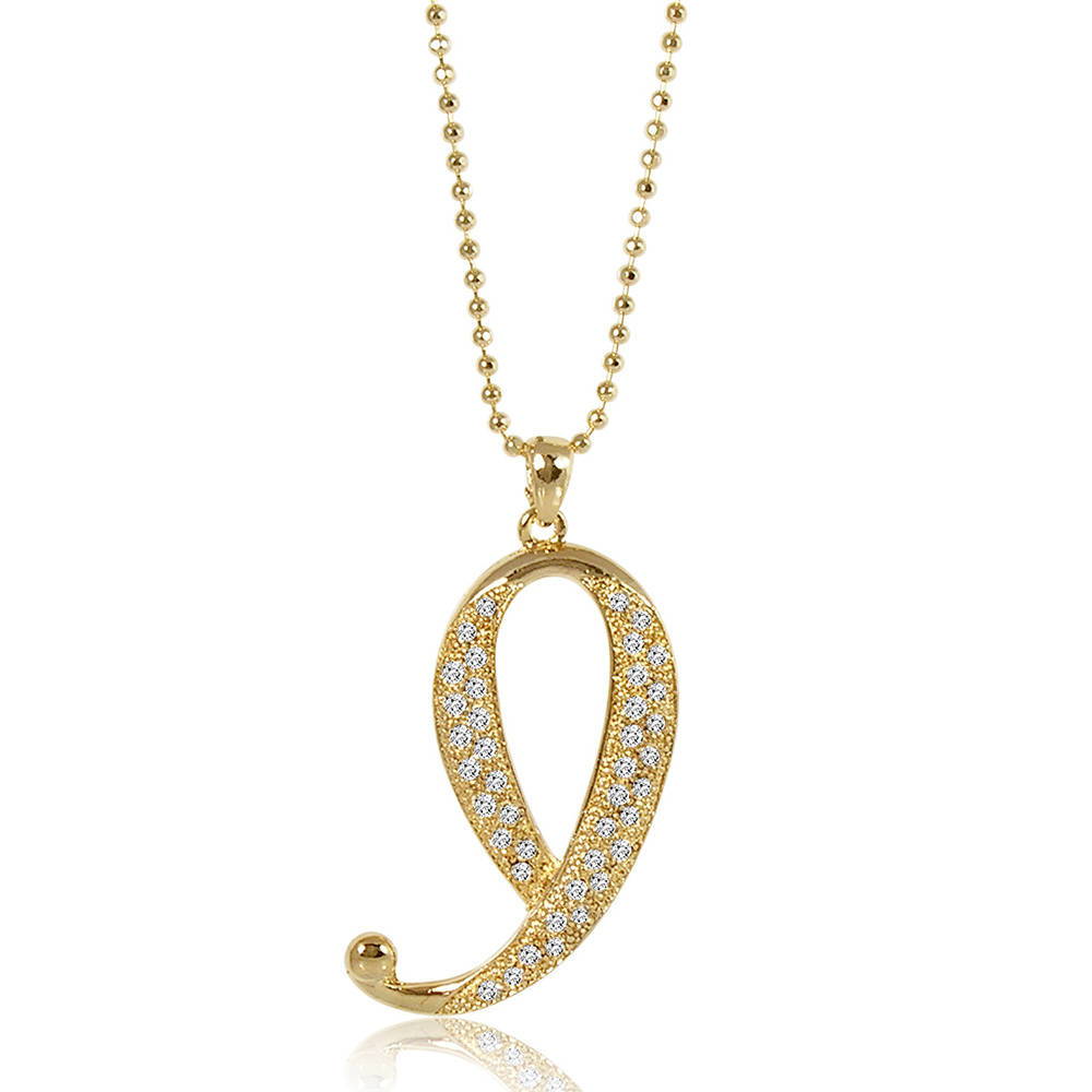 Initial Letter Pendant Necklace in Gold-Tone