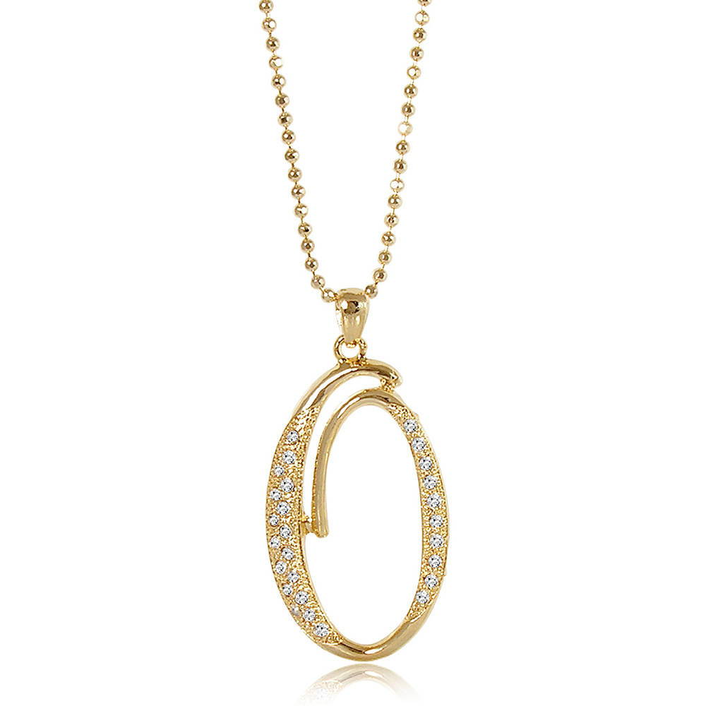 Initial Letter Pendant Necklace Gold-Tone, O