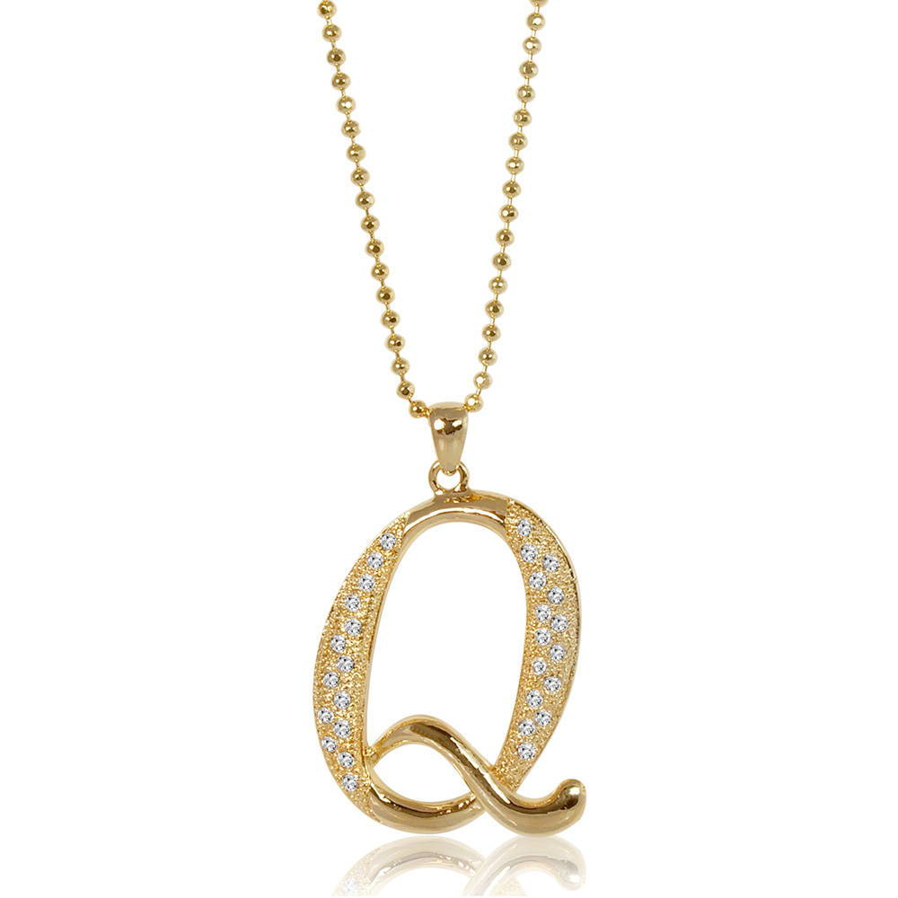 Initial Letter Pendant Necklace Gold-Tone, Q