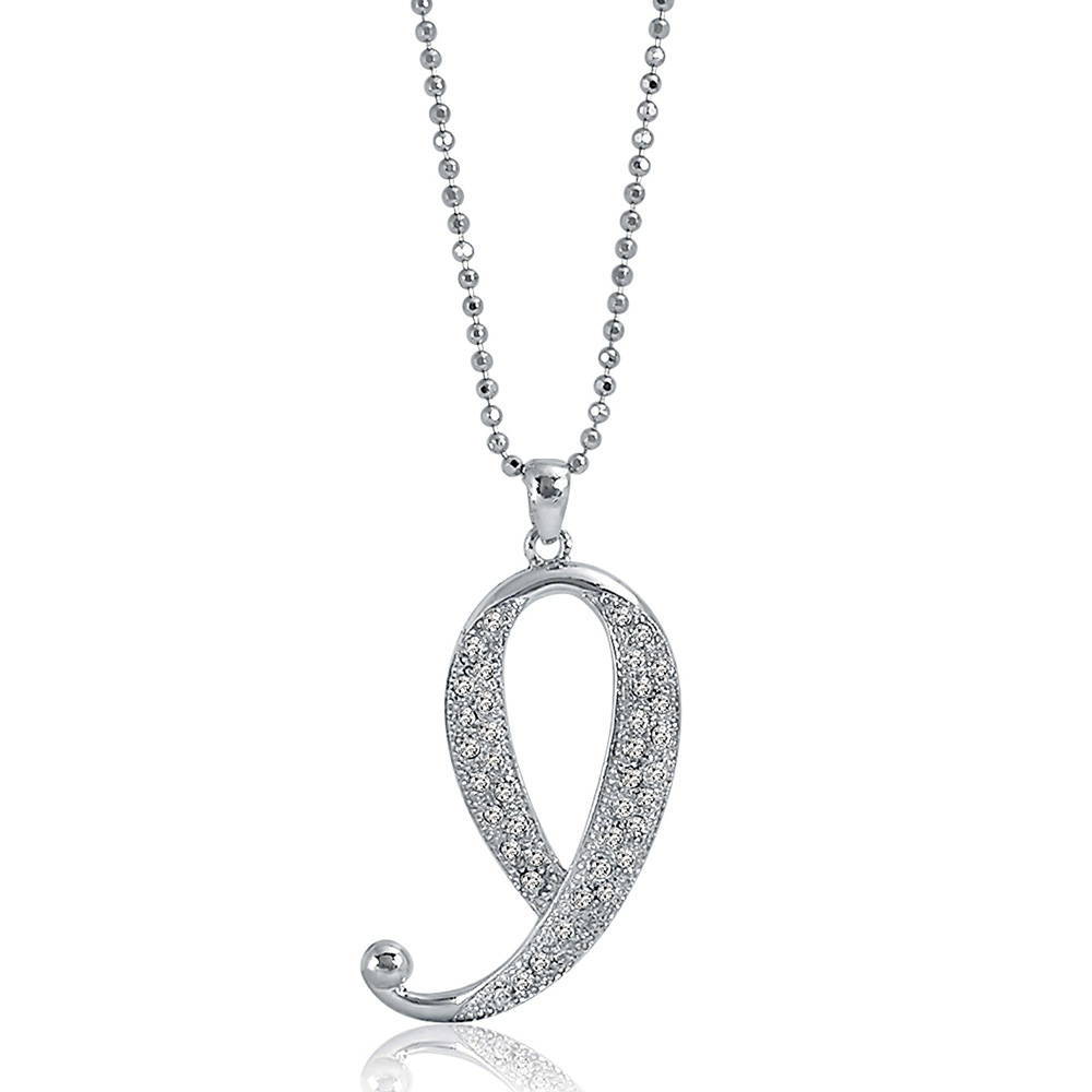 Initial Letter Pendant Necklace in Silver-Tone