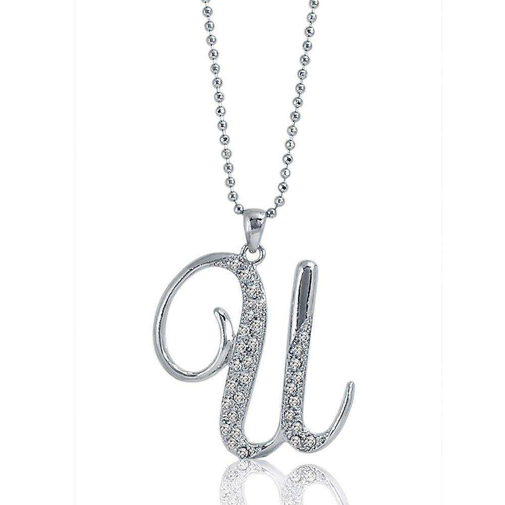 Initial Letter Pendant Necklace in Silver-Tone