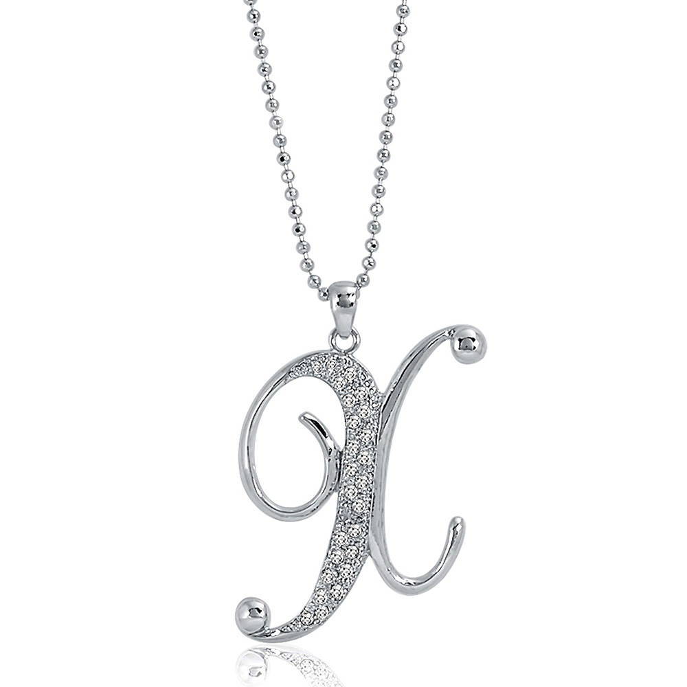 Initial Letter Pendant Necklace in Silver-Tone