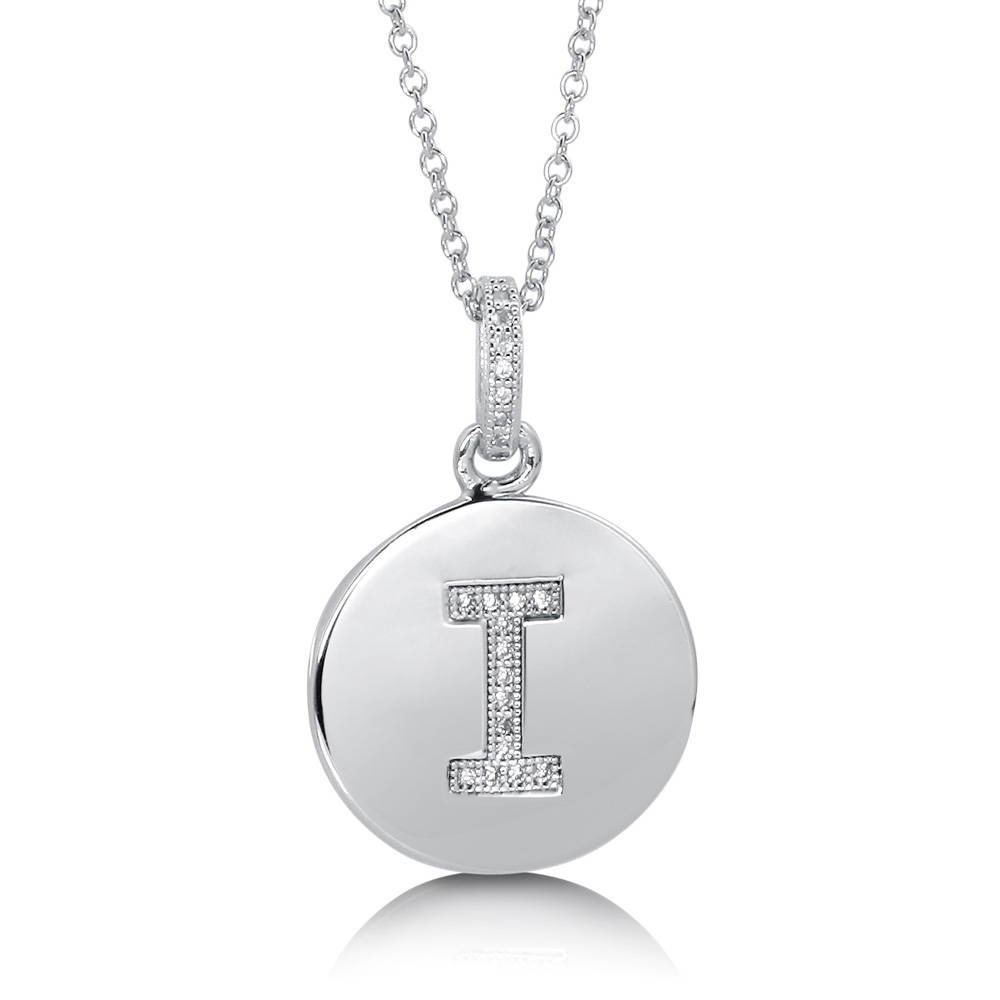 Initial Letter CZ Pendant Necklace in Sterling Silver