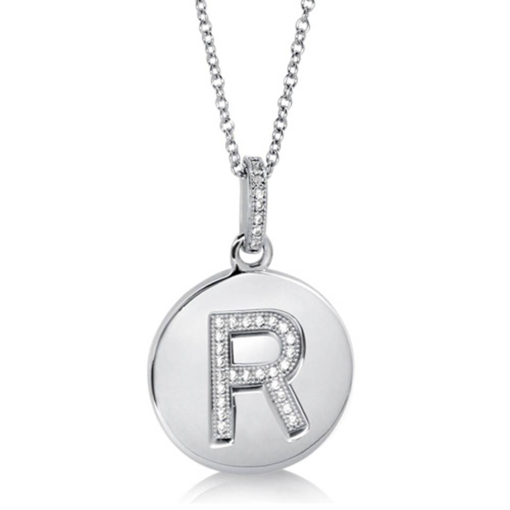 Initial Letter CZ Pendant Necklace in Sterling Silver