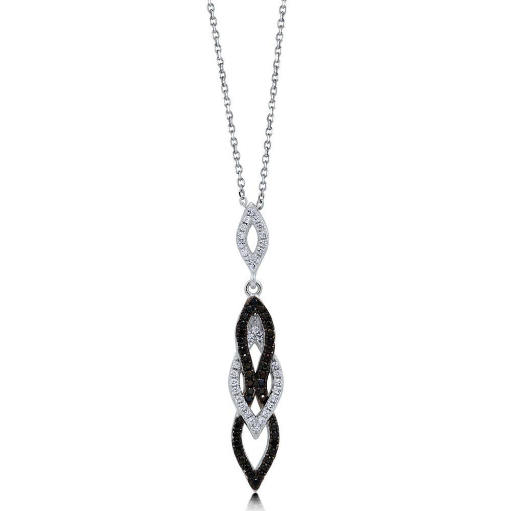 Black and White CZ Necklace and Earrings Set in Sterling Silver, 4 of 12