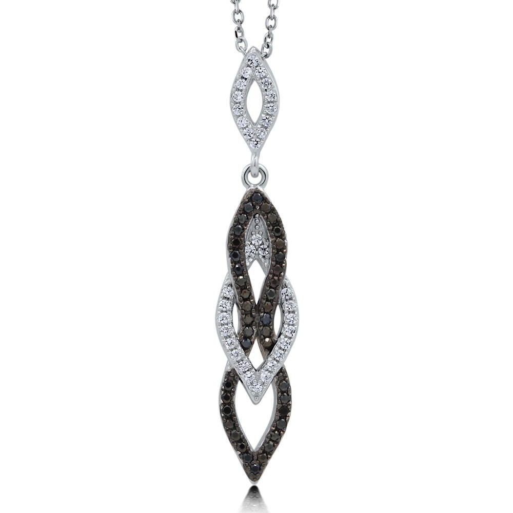 Black and White CZ Necklace in Sterling Silver