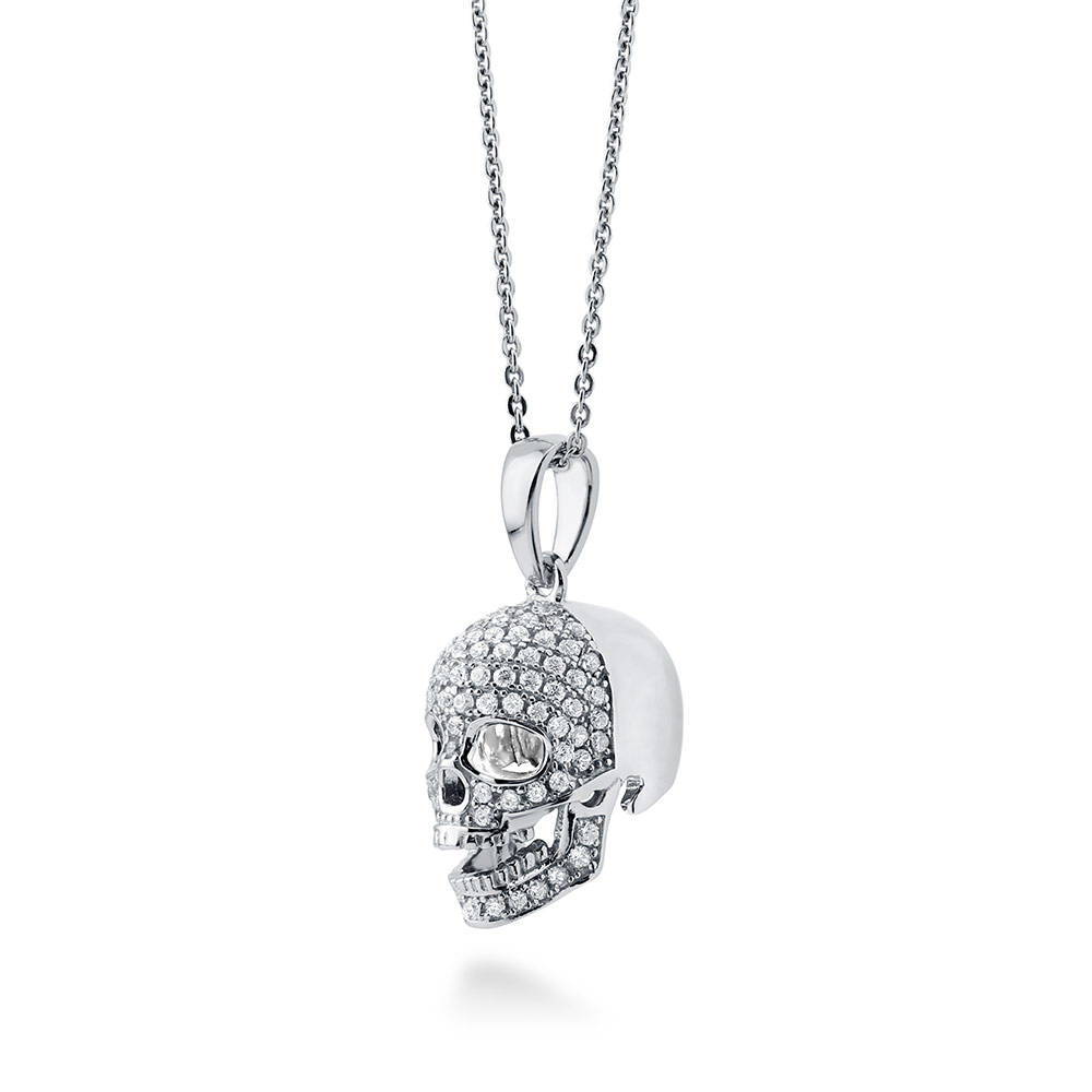 Skull Bones CZ Necklace and Earrings in Sterling Silver