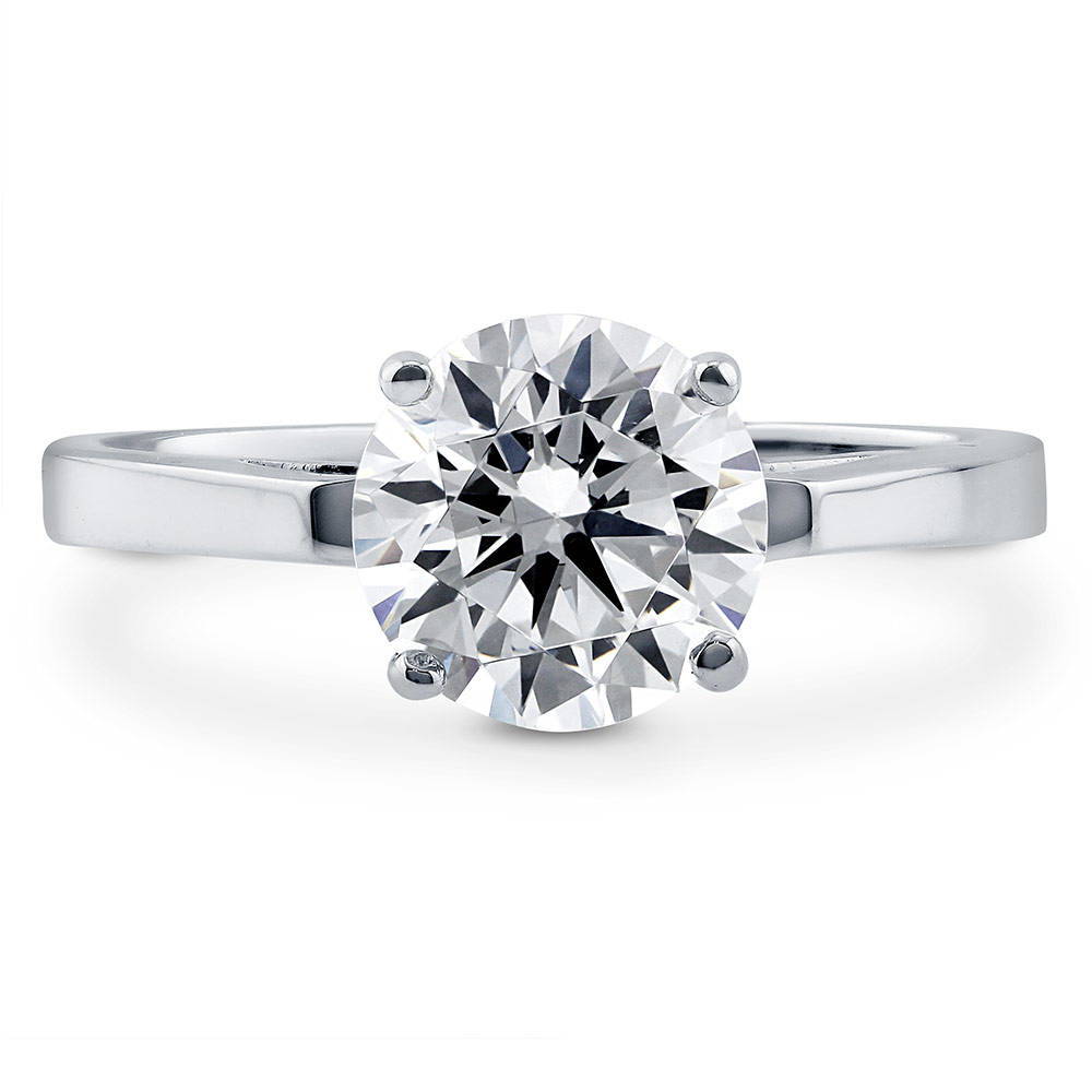 Solitaire 2ct Round CZ Ring in Sterling Silver