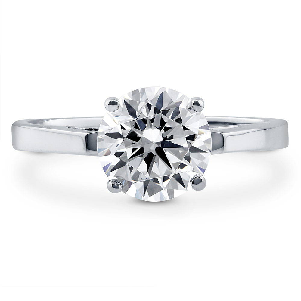 Solitaire 2ct Round CZ Ring in Sterling Silver, 1 of 6