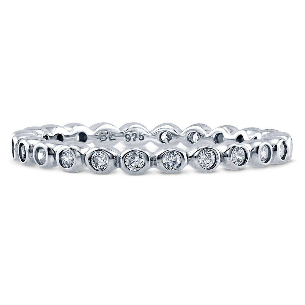 Bubble Bezel Set CZ Eternity Ring in Sterling Silver