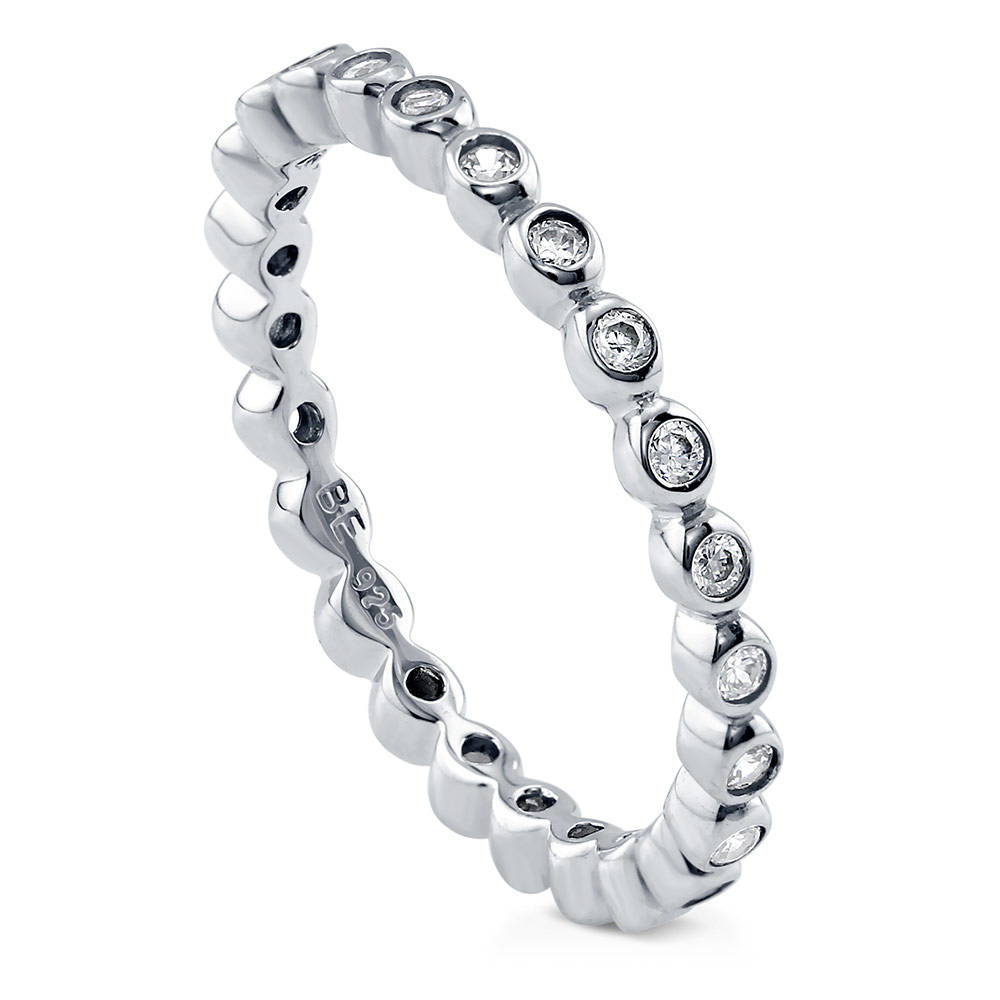 Bubble Bezel Set CZ Eternity Ring in Sterling Silver