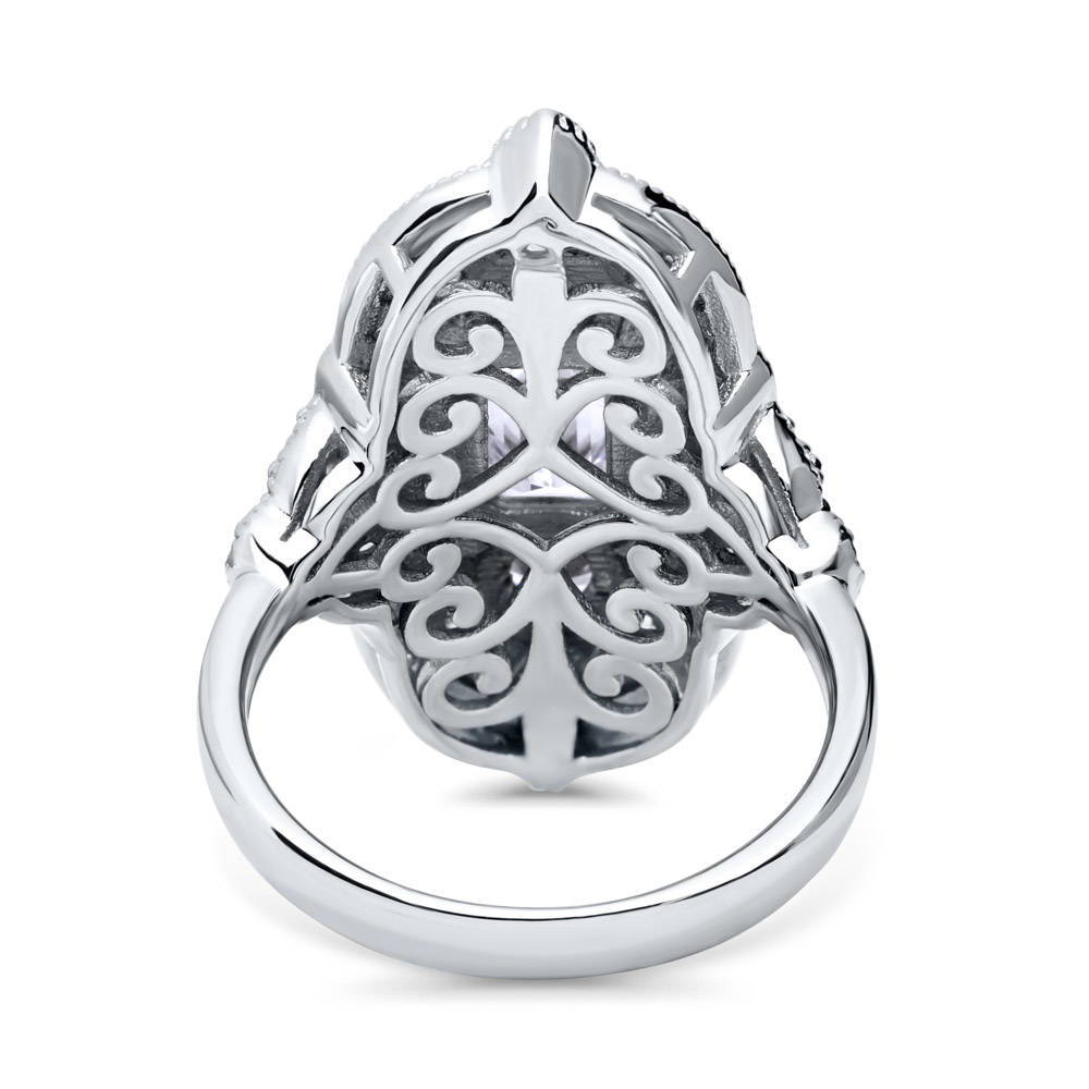 Art Deco Milgrain CZ Statement Ring in Sterling Silver