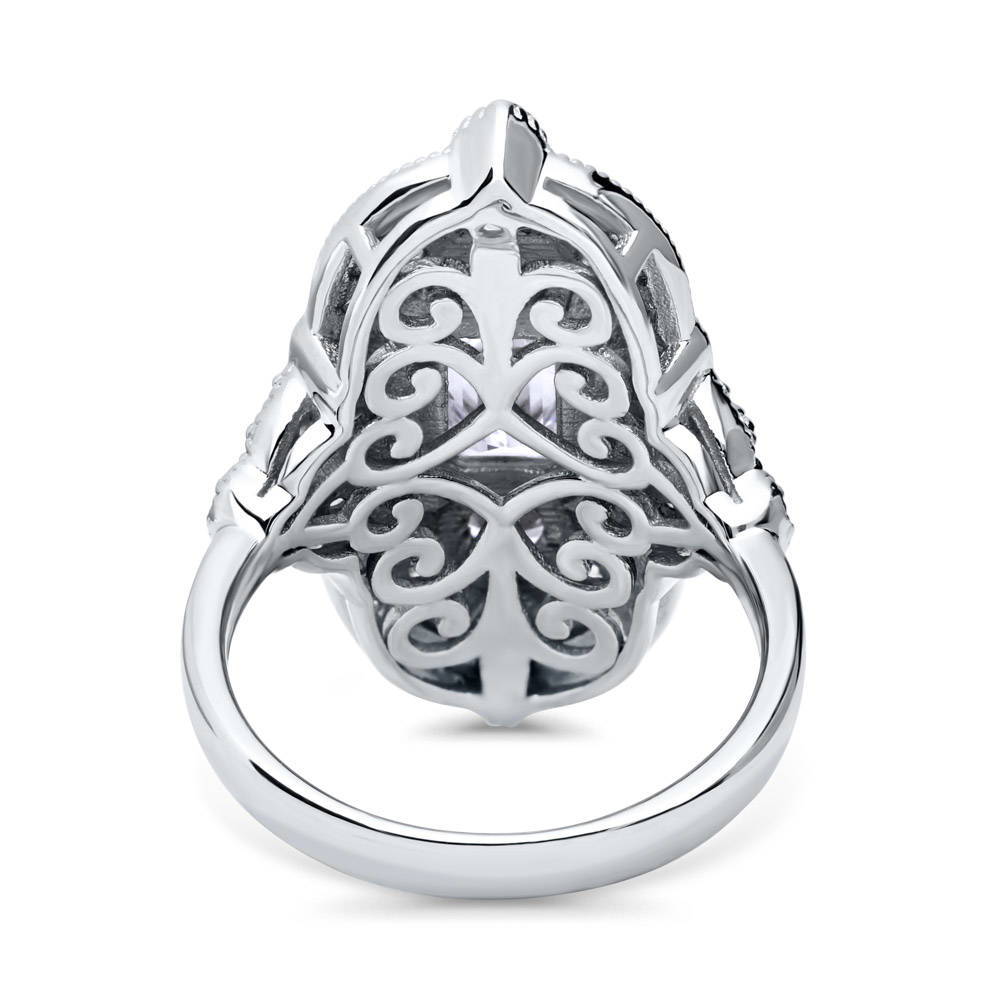 Side view of Art Deco Milgrain CZ Statement Ring in Sterling Silver, 8 of 8
