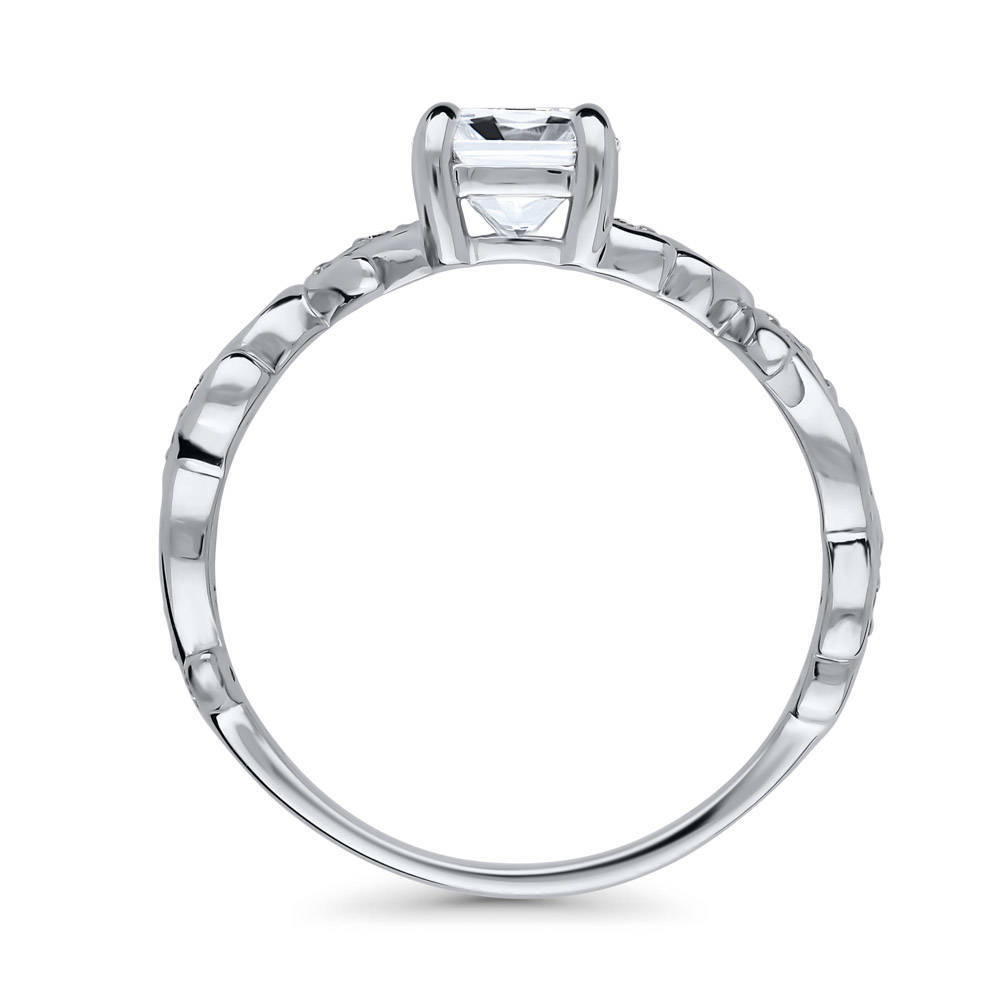 Solitaire Leaf Filigree 0.8ct CZ Ring in Sterling Silver