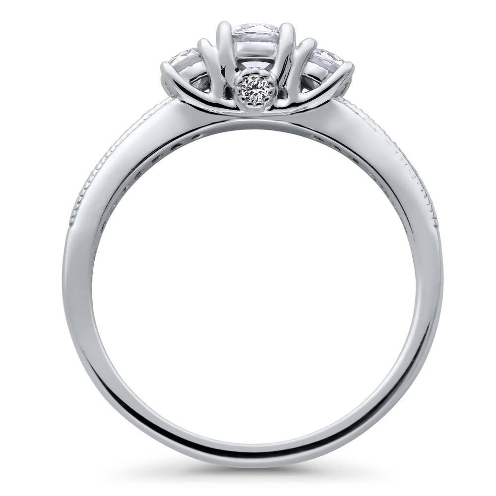 Alternate view of 3-Stone Round CZ Ring in Sterling Silver, 6 of 6