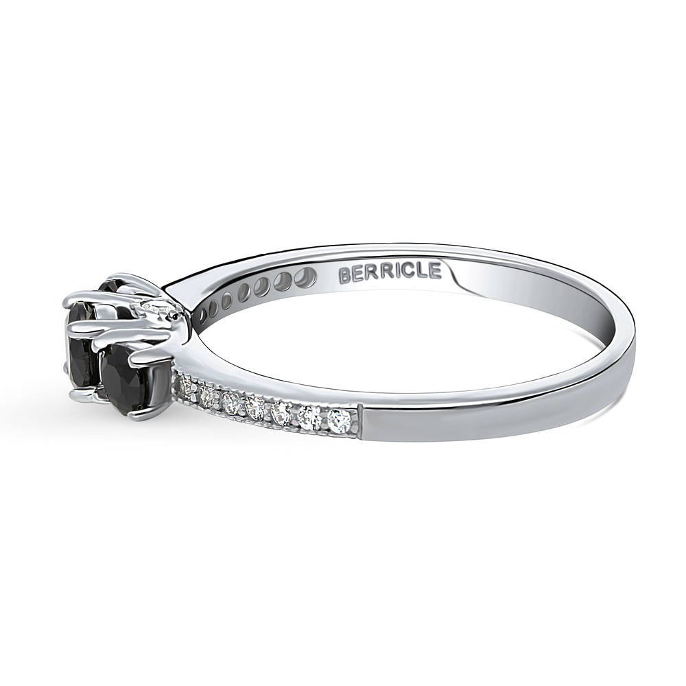Angle view of 3-Stone Round CZ Ring in Sterling Silver, 5 of 10