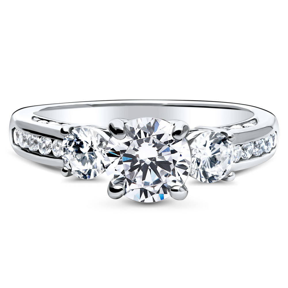 3-Stone Round CZ Ring in Sterling Silver