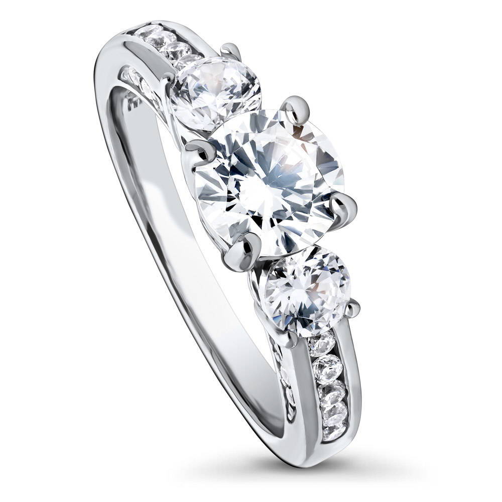 3-Stone Round CZ Ring in Sterling Silver