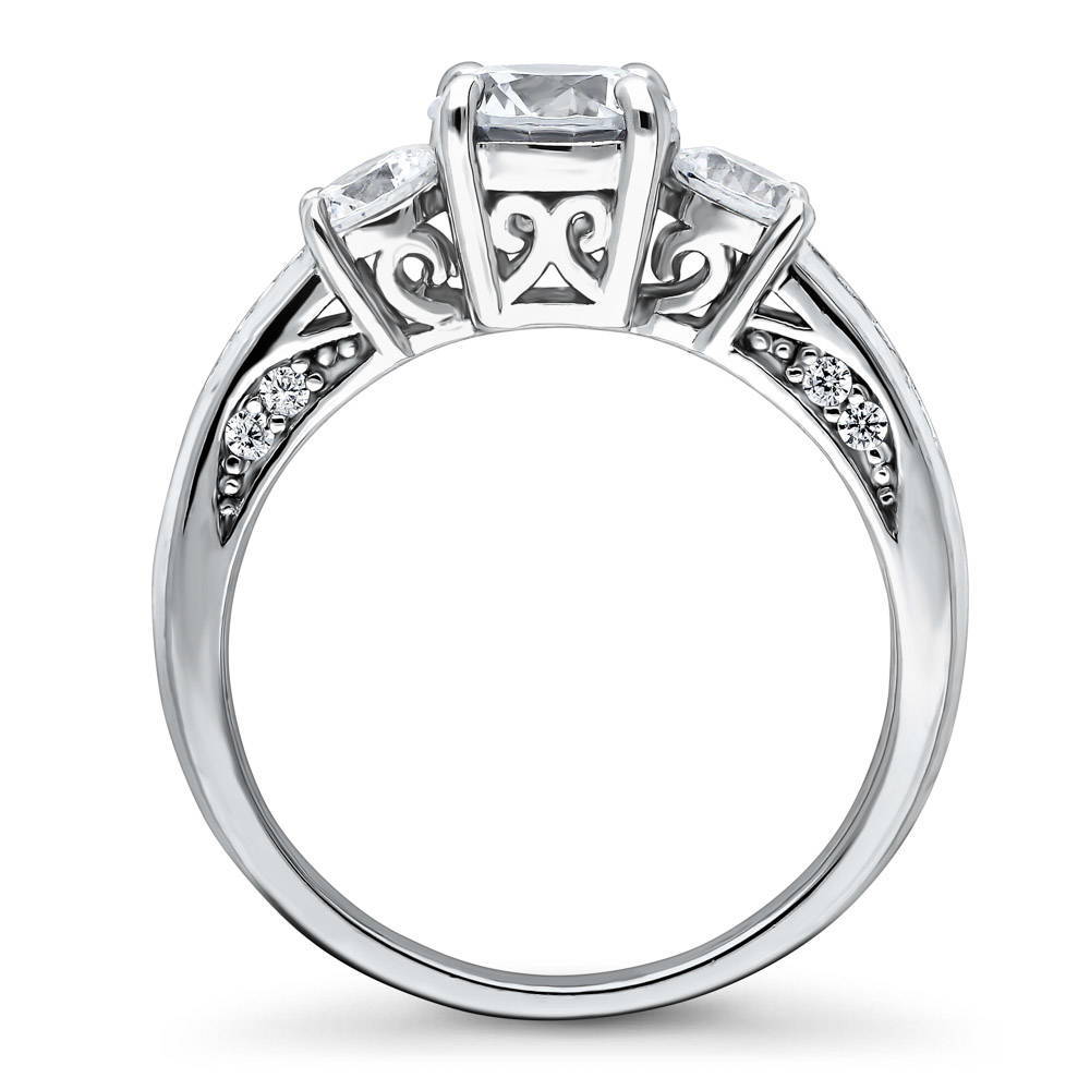 3-Stone Round CZ Ring in Sterling Silver