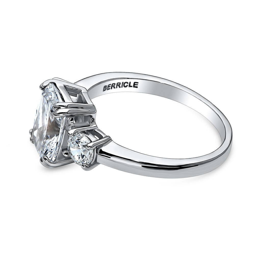 3-Stone Cushion CZ Ring in Sterling Silver