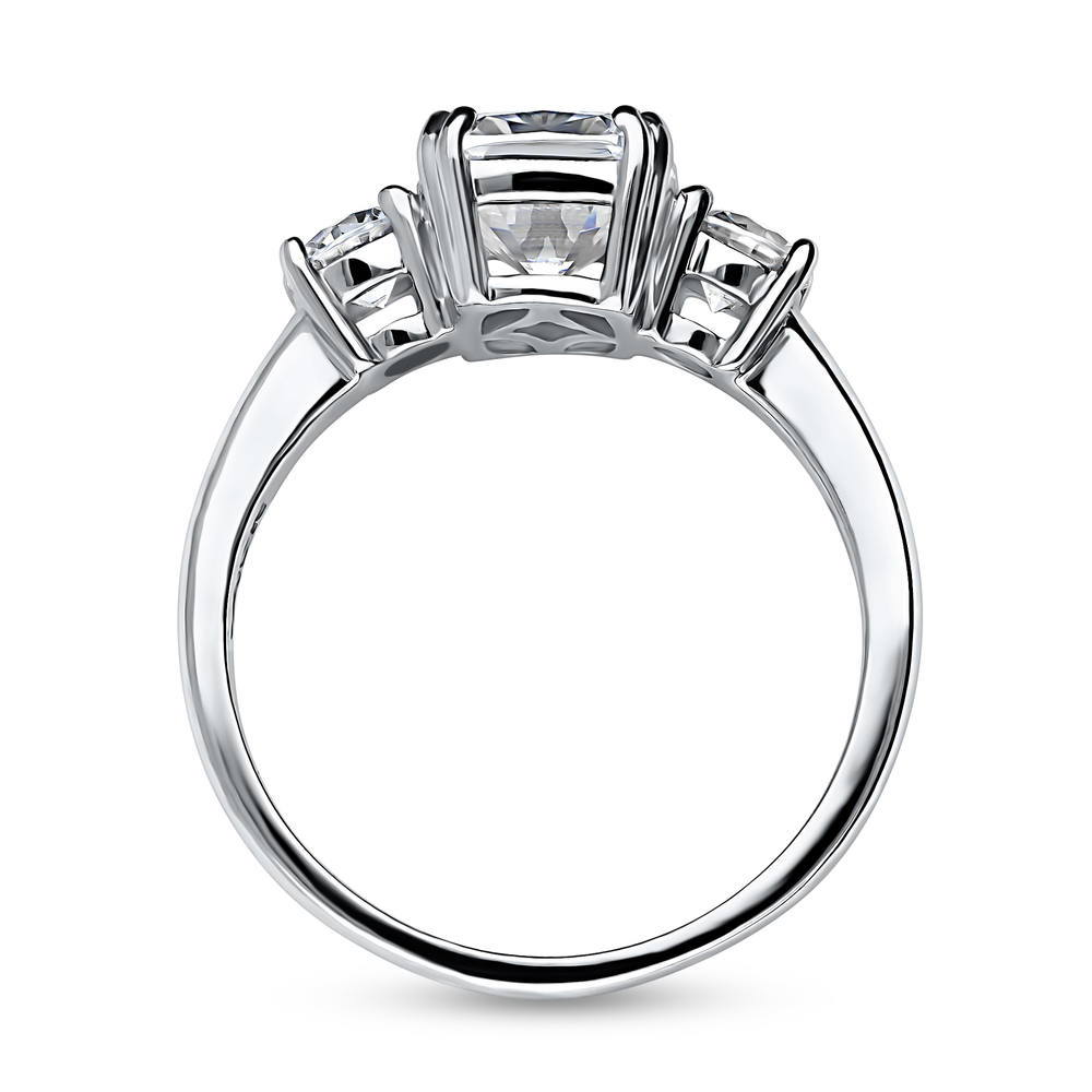 3-Stone Cushion CZ Ring in Sterling Silver