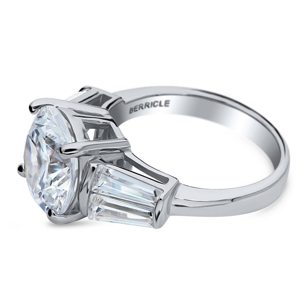 3-Stone Round CZ Statement Ring in Sterling Silver