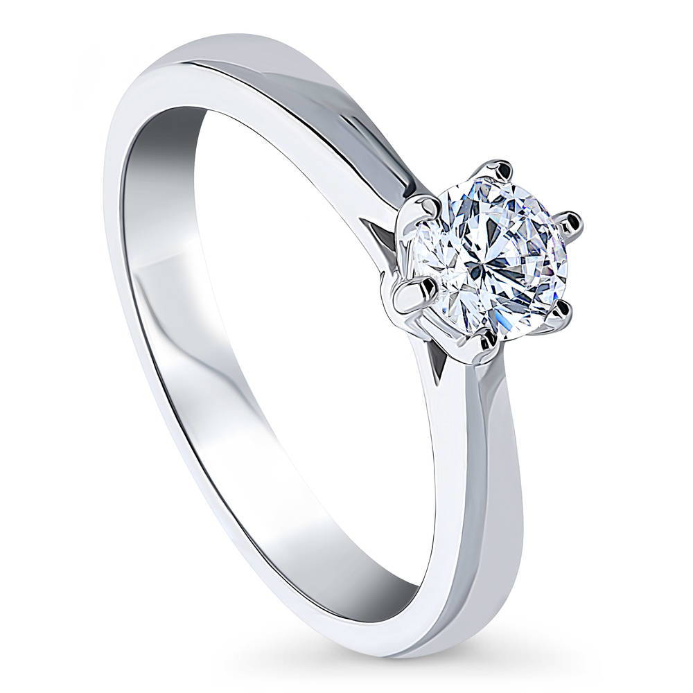 Solitaire 0.45ct Round CZ Ring in Sterling Silver