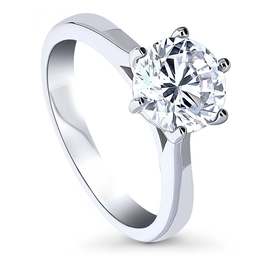 Solitaire 2ct Round CZ Ring in Sterling Silver